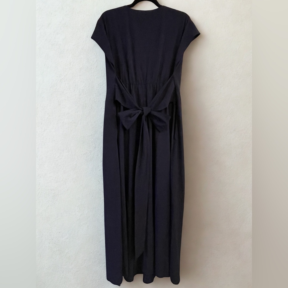 Halara Breezeful Blue Midi Dress L NWT Wrap V Neck Tie Waist Pockets Athleisure - Picture 3 of 6